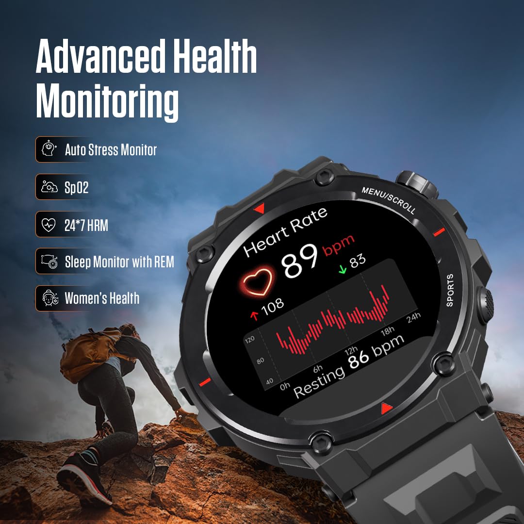 Fastrack Xtreme PRO Smartwatch with 1.43" AMOLED Display with 466 * 466 Pixel Resolution|SingleSync BT Calling|AI Voice Assistant|100+ Sports Modes and Watchfaces|Upto 5 Day Battery|IP68