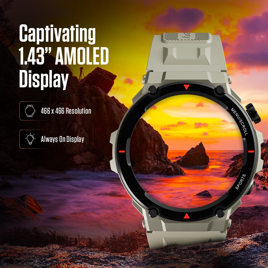 Fastrack Xtreme PRO Smartwatch with 1.43" AMOLED Display with 466 * 466 Pixel Resolution|SingleSync BT Calling|AI Voice Assistant|100+ Sports Modes and Watchfaces|Upto 5 Day Battery|IP68