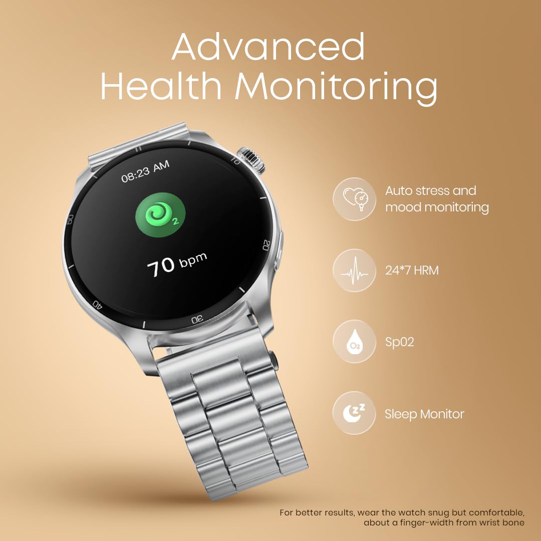 Fastrack Dezire FX1 PRO Fashion Smart Watch, 1.43" AMOLED, 466 * 466 Resolution, SingleSync BT Calling, AI Voice Assistant, 100+ Sports Modes & Smartwatch Faces, Upto 5 Day Battery, IP68 (Rose Gold)