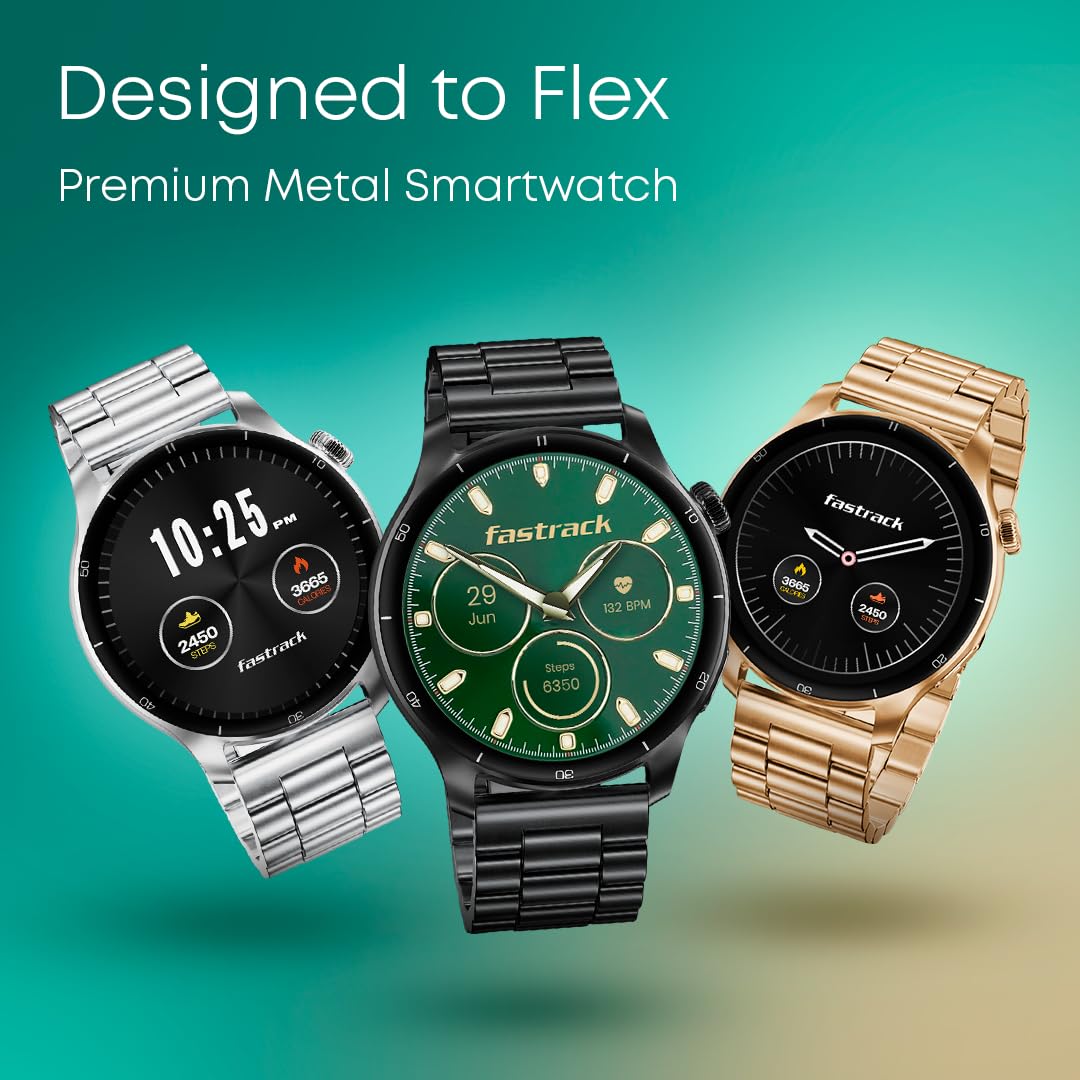 Fastrack Dezire FX1 PRO Fashion Smart Watch, 1.43" AMOLED, 466 * 466 Resolution, SingleSync BT Calling, AI Voice Assistant, 100+ Sports Modes & Smartwatch Faces, Upto 5 Day Battery, IP68 (Rose Gold)