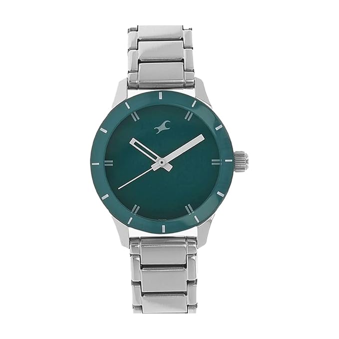 Fastrack Men Stainless Steel Monochrome Analog Green Dial Watch-Nn6078Sm01/Np6078Sm01, Band Color-Silver