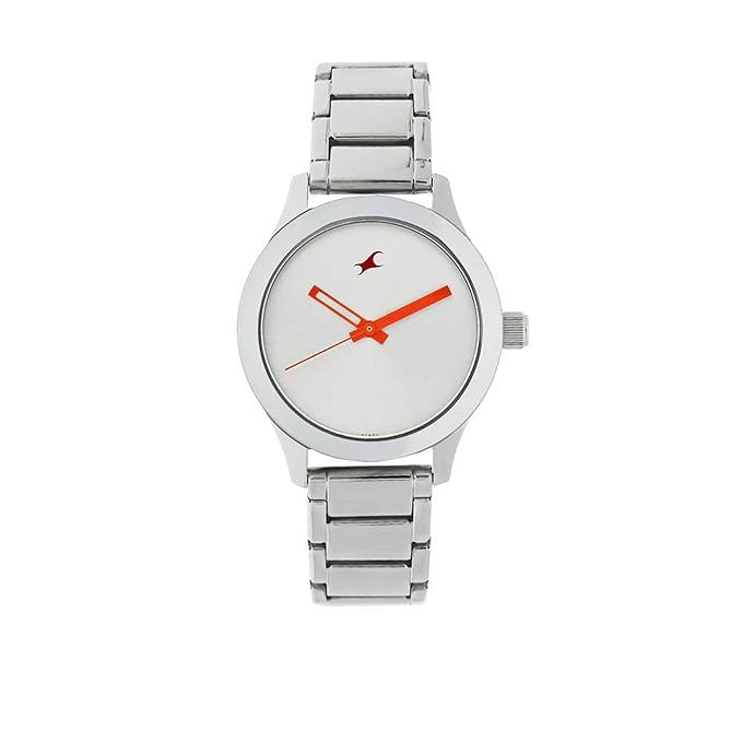 Fastrack Girl Stainless Steel Monochrome Analog Silver Dial Watch-Nl6078Sm02/Np6078Sm02, Band Color-Silver
