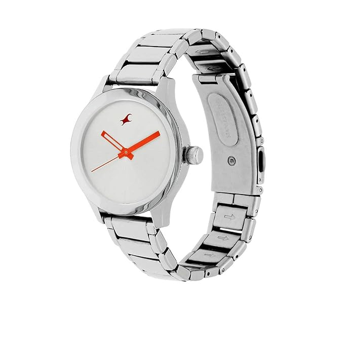 Fastrack Girl Stainless Steel Monochrome Analog Silver Dial Watch-Nl6078Sm02/Np6078Sm02, Band Color-Silver