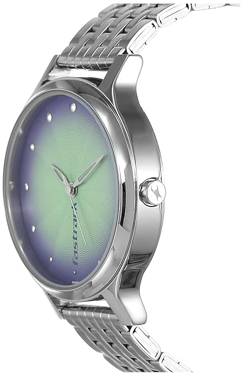 Fastrack Sunburn Quartz Analog Green Dial Metal Strap Watch for Girls