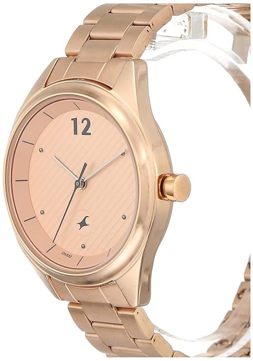 Fastrack Quartz Analog Rose Gold Dial Stainless Steel Strap Watch for Girls