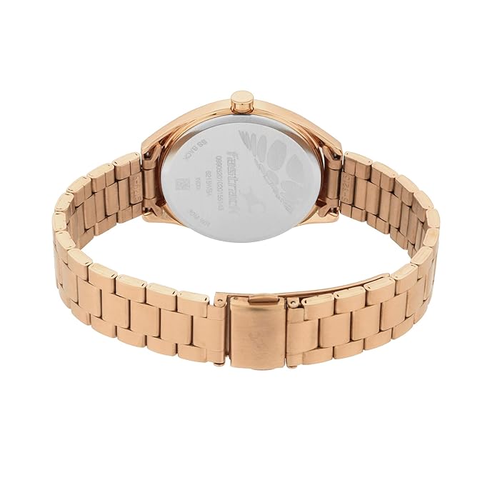 Fastrack Quartz Analog Rose Gold Dial Stainless Steel Strap Watch for Girls