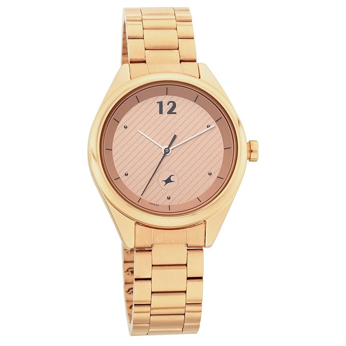 Fastrack Quartz Analog Rose Gold Dial Stainless Steel Strap Watch for Girls