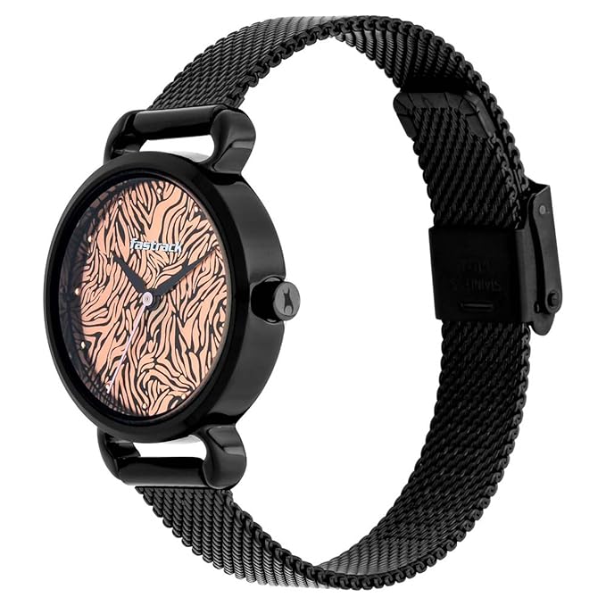 Fastrack Animal Print Analog Rose Gold Dial Women's Watch