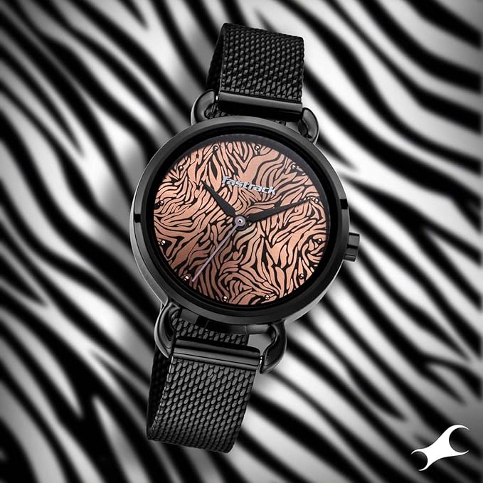 Fastrack Animal Print Analog Rose Gold Dial Women's Watch
