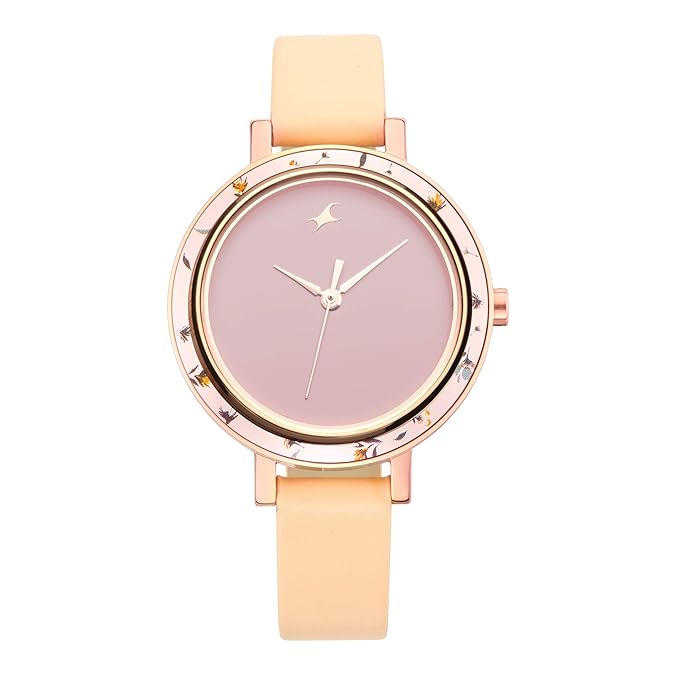 Fastrack Paint Me Quartz Analog Pink Dial Leather Strap Watch for Girls