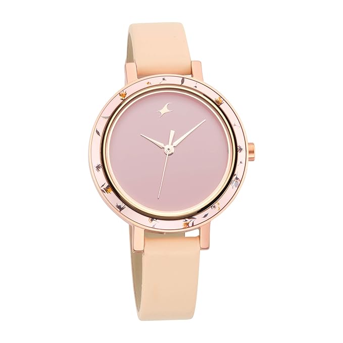 Fastrack Paint Me Quartz Analog Pink Dial Leather Strap Watch for Girls