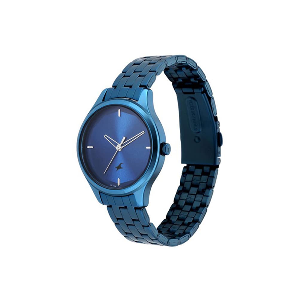 Fastrack Stunners Quartz Analog Midnight Blue Dial Blue Metal Strap Watch for Girls