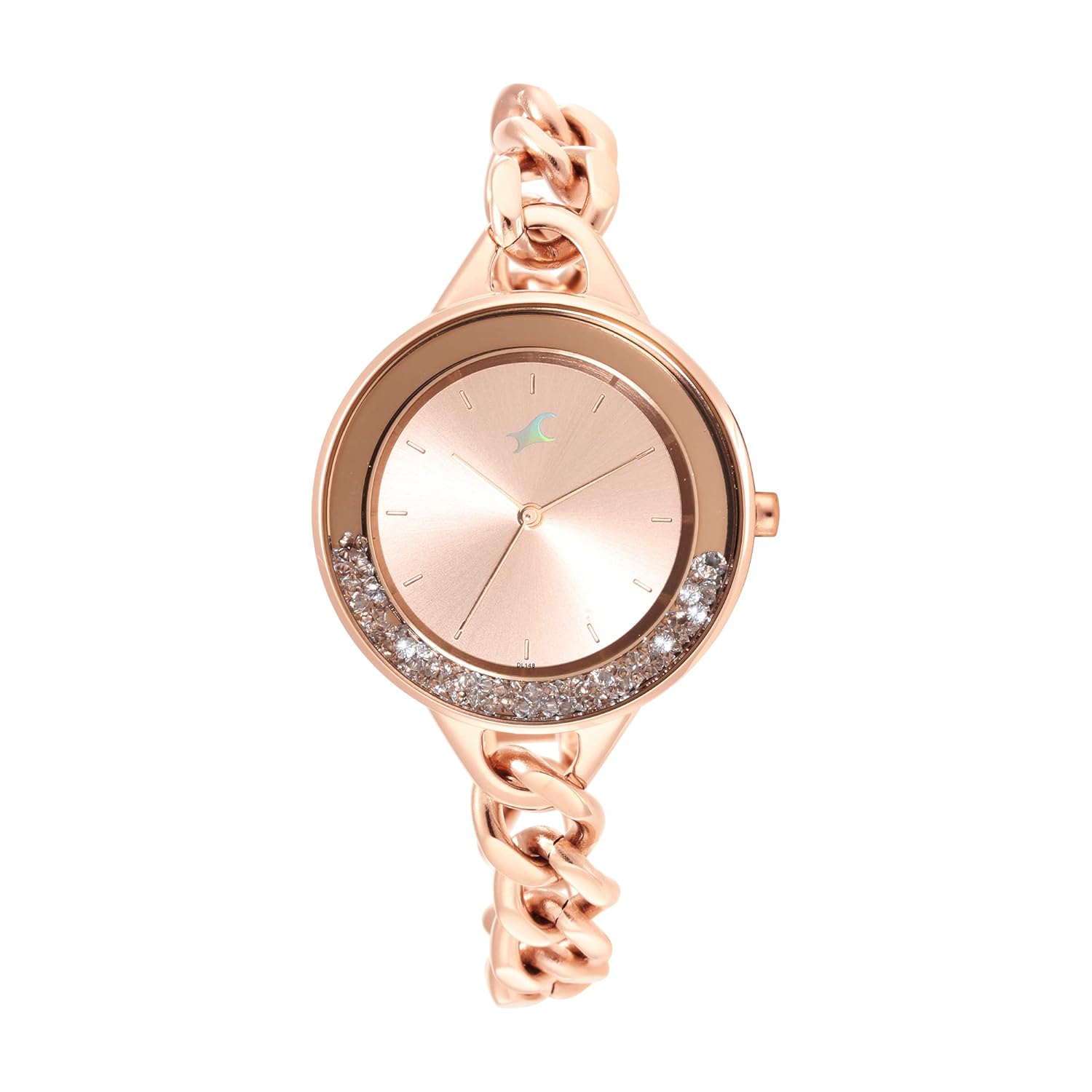 Fastrack Glitch Quartz Analog Rose Gold Dial Rose Gold Metal Strap Watch for Girls