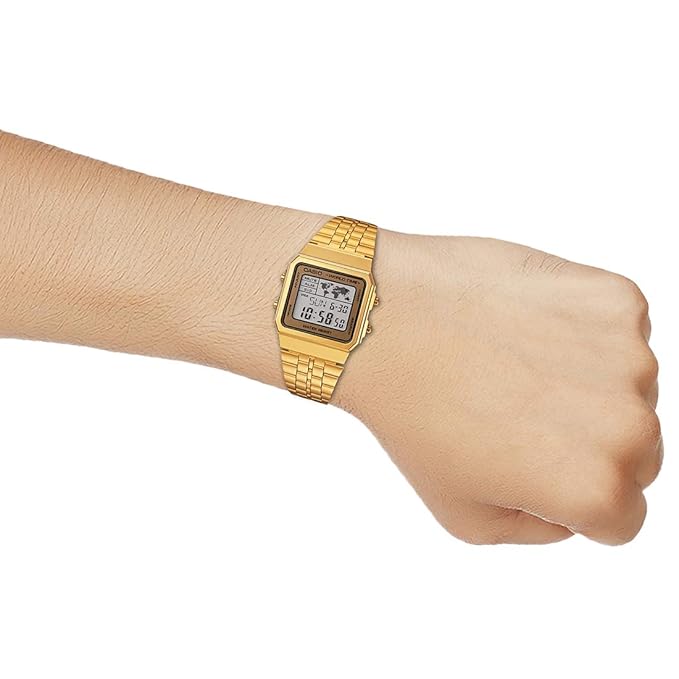 Casio Vintage A500WGA-9DF Digital Multicolor Dial Unisex Watch Gold Metal Strap