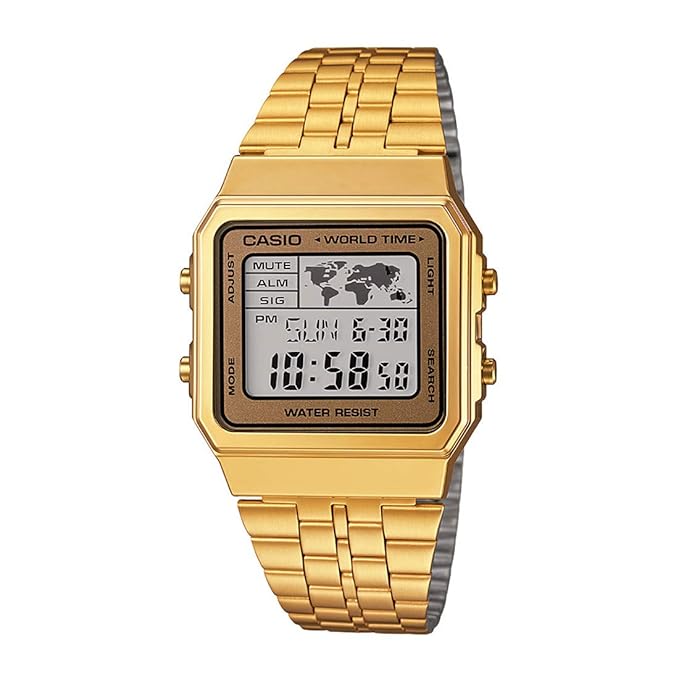 Casio Vintage A500WGA-9DF Digital Multicolor Dial Unisex Watch Gold Metal Strap