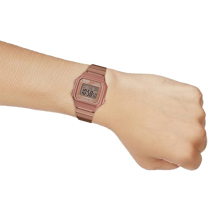 Casio Unisex-Adult Vintage B650WC-5ADF Rose Gold Digital Dial Rose Gold Stainless Steel Band