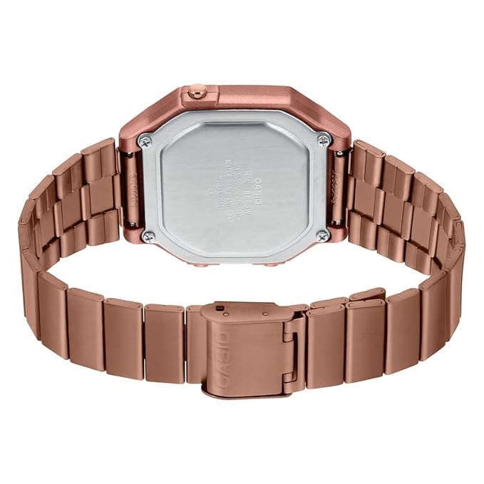 Casio Unisex-Adult Vintage B650WC-5ADF Rose Gold Digital Dial Rose Gold Stainless Steel Band