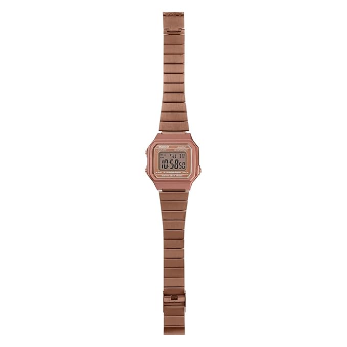 Casio Unisex-Adult Vintage B650WC-5ADF Rose Gold Digital Dial Rose Gold Stainless Steel Band
