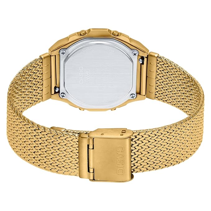 Casio Unisex Vintage A1000MGA-5DF Black Digital Dial Gold Stainless Steel Mesh Band
