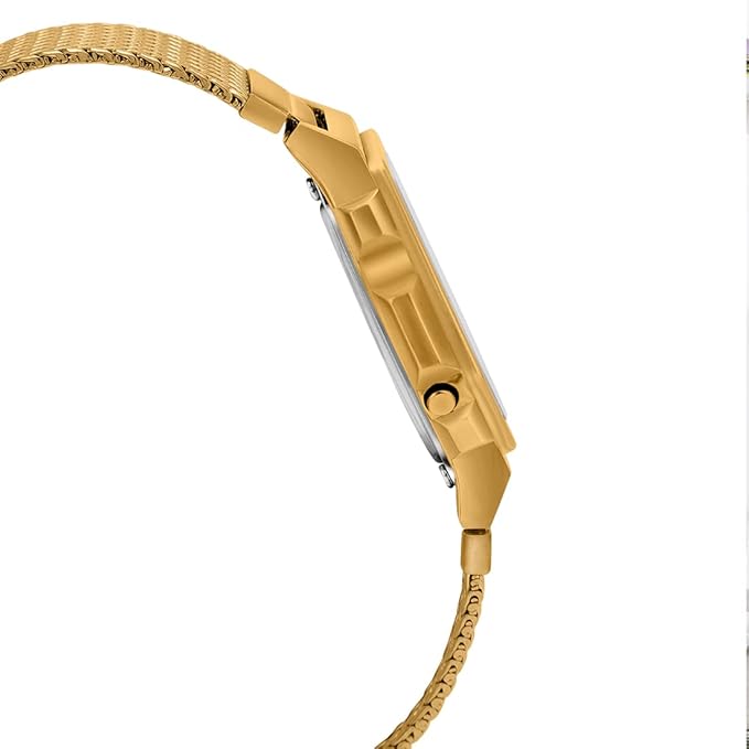 Casio Unisex Vintage A1000MGA-5DF Black Digital Dial Gold Stainless Steel Mesh Band
