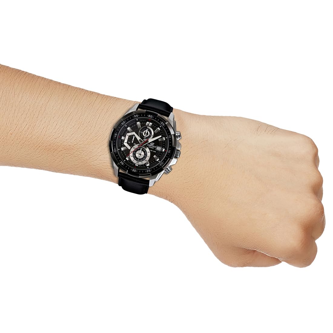 Casio Edifice EFR-539L-1AVUDF Black Analog Dial Black Leather Band Men's Watch Chronograph 100M Water Resistant