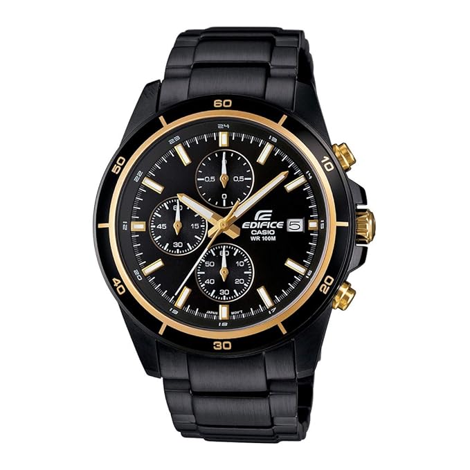 Casio EDifice EFR-526BK-1A9VUDF Black Analog Dial Black Stainless Steel Band Men's Watch Chronograph 100M Water Resistant