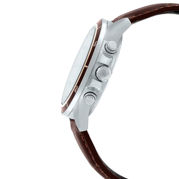 Casio Edifice EFR-526L-7BVUDF Beige Analog Dial Brown Leather Band Men's Watch Chronograph 100M Water Resistant