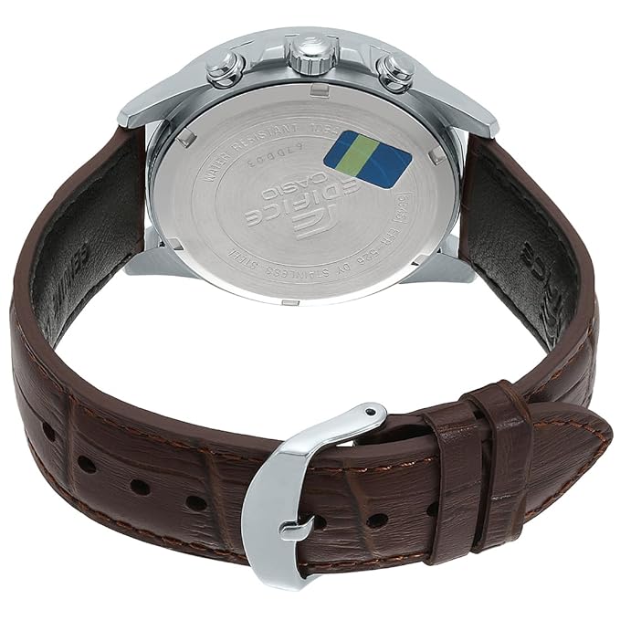 Casio Edifice EFR-526L-7BVUDF Beige Analog Dial Brown Leather Band Men's Watch Chronograph 100M Water Resistant