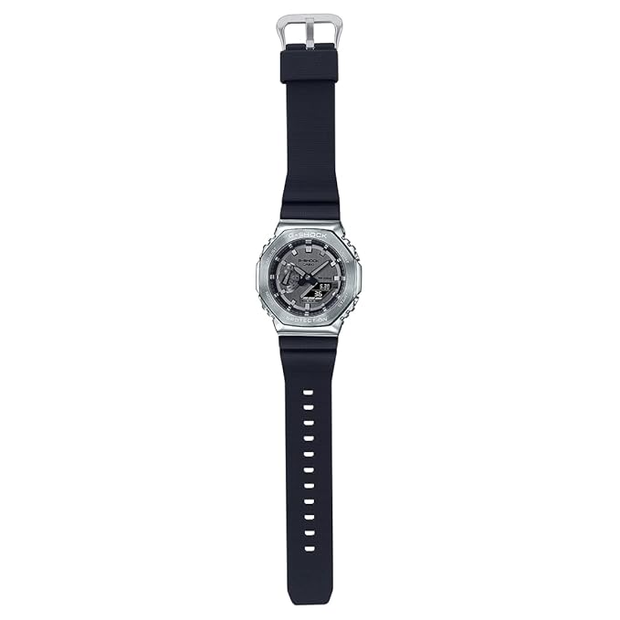 Casio G-Shock GM-2100-1ADR Silver Analog-Digital Dial Black Resin Strap Men's Watch Shock and 200M Water Resistant