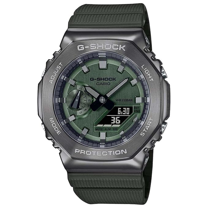 Casio G-Shock GM-2100B-3ADR Dark Grey IP Green Analog-Digital Dial Green Resin Strap Men's Watch Shock and 200M Water Resistant