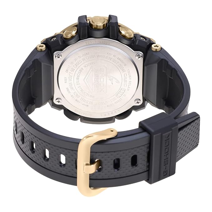 Casio G-Shock GST-B100GB-1A9DR Gold IP Black Analog Dial Black Resin Strap Men's Watch Tough Solar Bluetooth
