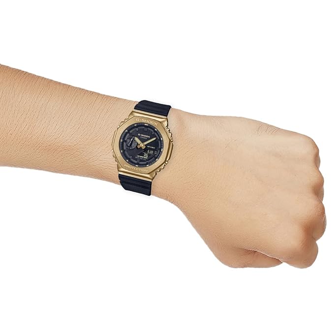 Casio G-Shock GM-2100G-1A9DR Gold IP Black Analog-Digital Dial Black Resin Strap Men's Watch Shock and 200M Water Resistant