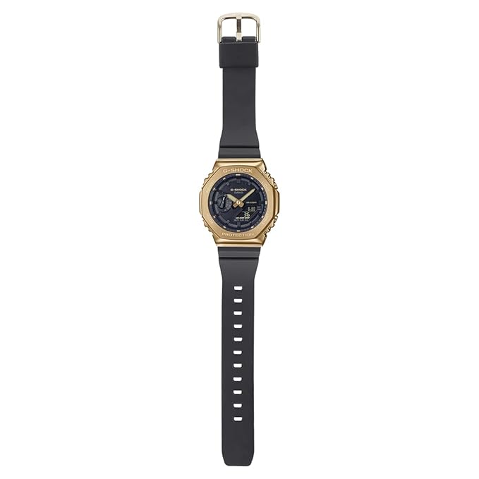 Casio G-Shock GM-2100G-1A9DR Gold IP Black Analog-Digital Dial Black Resin Strap Men's Watch Shock and 200M Water Resistant