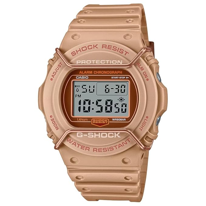 Casio Men Leather G-Shock Digital Gray Dial Dw-5700Pt-5Dr (G1336), Band Color-Brown