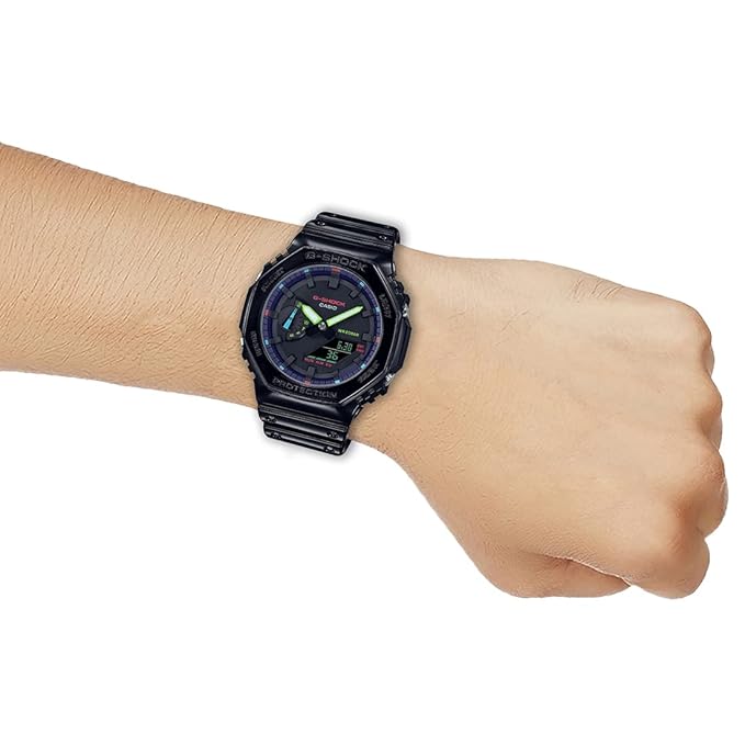 Casio G-Shock GA-2100RGB-1ADR Analog-Digital Black Dial Men Watch Black Resin Strap