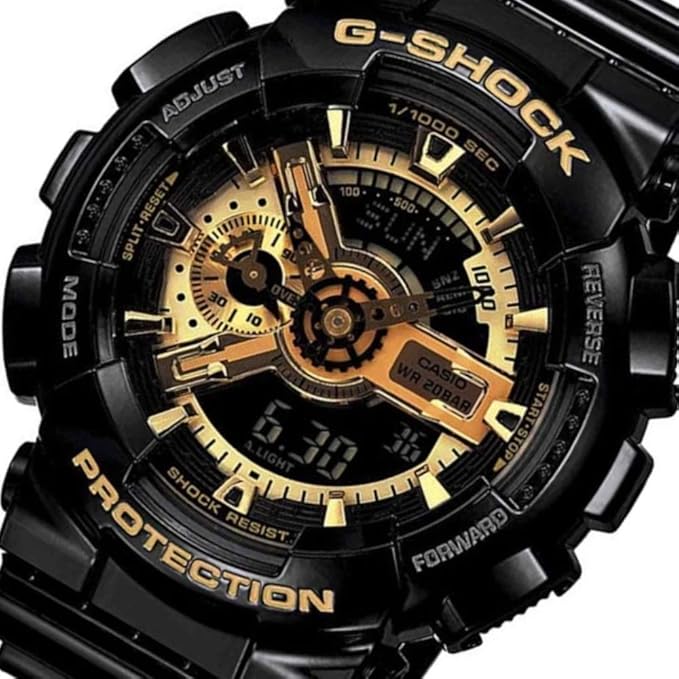 Casio G-Shock GA-110GB-1ADR Black & Gold Analog-Digital Dial Black Resin Strap Men's Watch Shock and 200M Water Resistant