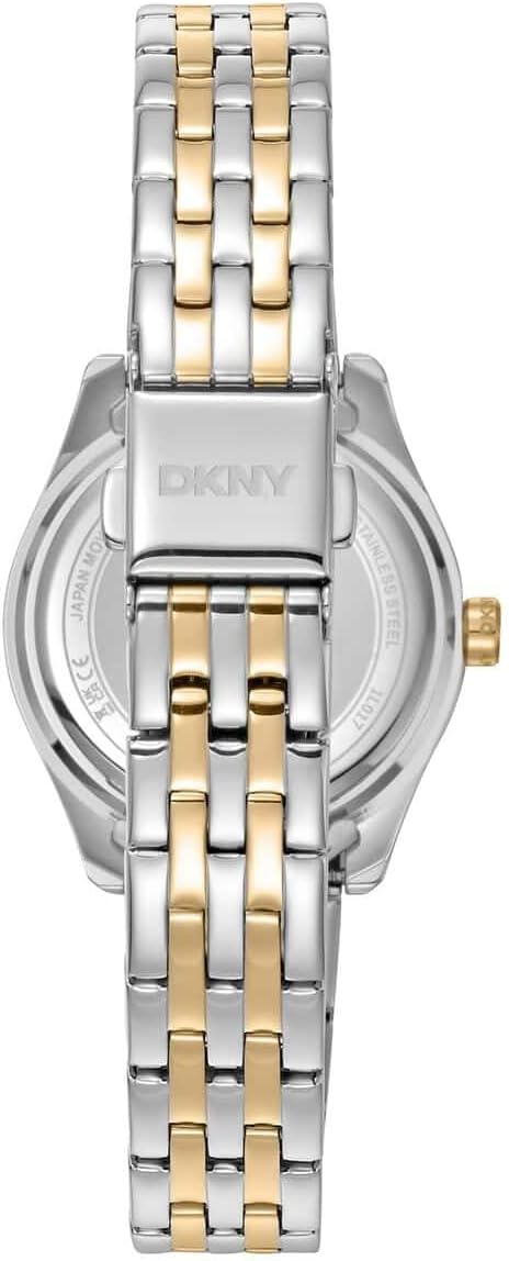 DKNY DK1L017M1095 Everday Two-Tone Stainless Steel Analog Wrist Watch for Women, 30 mm Case Size, Green/Silver/Gold
