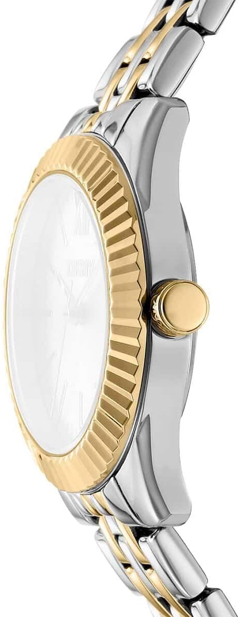 DKNY DK1L017M1095 Everday Two-Tone Stainless Steel Analog Wrist Watch for Women, 30 mm Case Size, Green/Silver/Gold