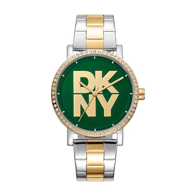 DKNY Soho Logo Analog Plain 3-Hands Japanese Movement Round Dial, Diameter 36 MM, 50 m Water Resistance Women's Wrist Watch