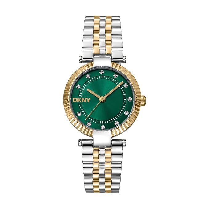 DKNY Essential Glitz Analog Plain 3-Hands Japanese Movement Round Dial, Bracelet Width 16 x 14 MM, 50 m Water Resistance Women's Wrist Watch