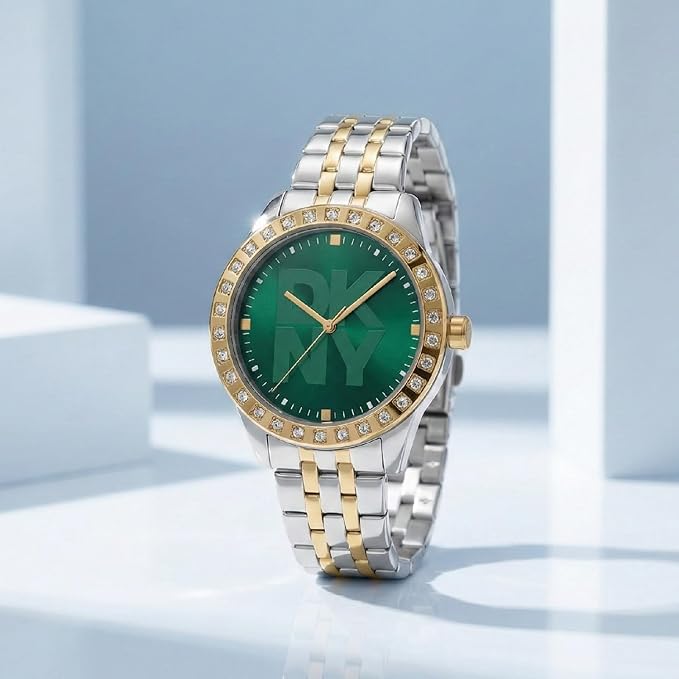 DKNY Parsons Glitz Analog Plain 3-Hands Japanese Movement Round Dial, Bracelet Width 18 x 16 MM, 50 m Water Resistance Women's Wrist Watch