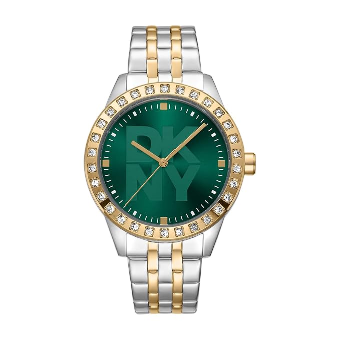 DKNY Parsons Glitz Analog Plain 3-Hands Japanese Movement Round Dial, Bracelet Width 18 x 16 MM, 50 m Water Resistance Women's Wrist Watch