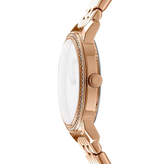 DKNY Astoria Glitz Analog Plain 3-Hands Japanese Movement Round Dial, Bracelet Width 16 x 14 MM, 50 m Water Resistance Women's Wrist Watch