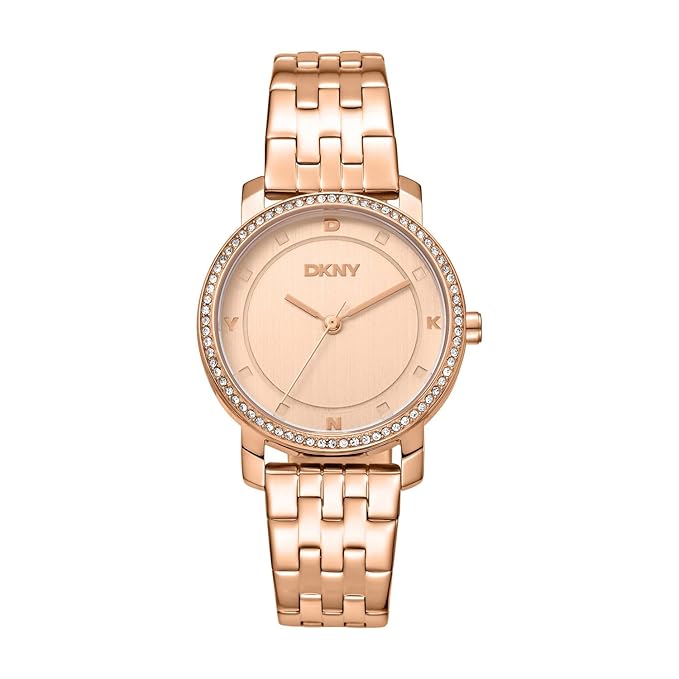 DKNY Astoria Glitz Analog Plain 3-Hands Japanese Movement Round Dial, Bracelet Width 16 x 14 MM, 50 m Water Resistance Women's Wrist Watch