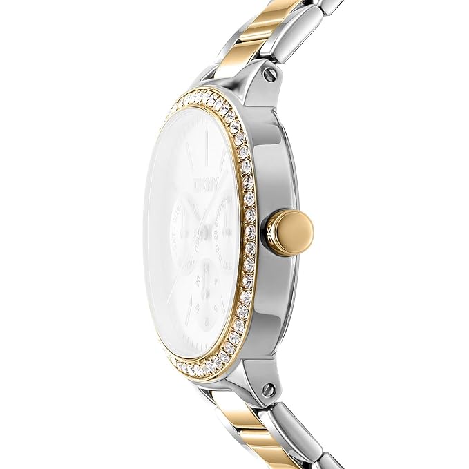 DKNY Evening Multifunction Japanese Movement Round Dial, Bracelet Width 18 x 16 MM, 30 m Water Resistance Women's Wrist Watch