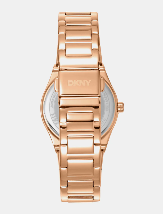 Logo Women Quartz Rose Gold Dial Analog Stainless Steel Watch
