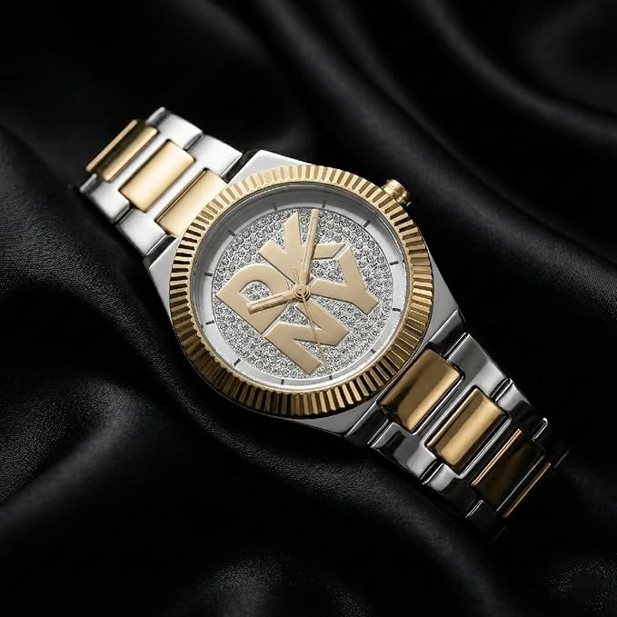 DKNY Logo Analog Silver Round Dial Women's Watch