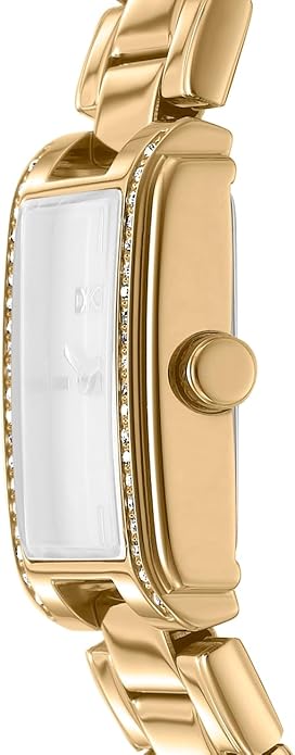 DKNY Women's Dark Green Dial Crystal Accented Case Gold-Tone Stainless Steel Bracelet Watch 23 x 30mm 30M