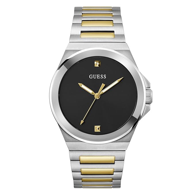 Guess Stainless Steel Analog Black Dial Men's Watch-Gw0833G3, Band_ Silver