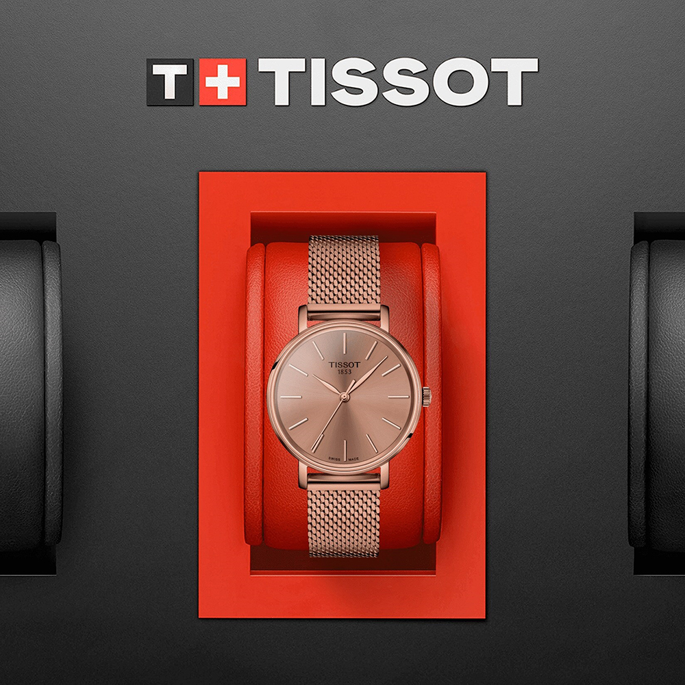 Tissot Everytime Women Quartz Pink Dial Analog Mesh Watch